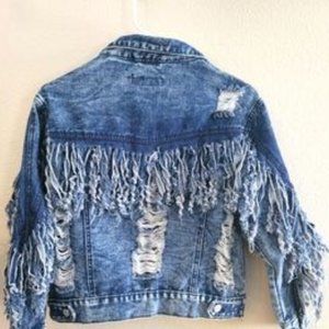 jean denim fringe jacket